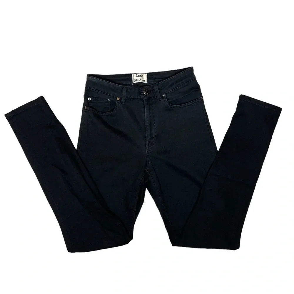 Acne Studios Pin Black Skinny Jeans Stretch Denim High Rise Size 28